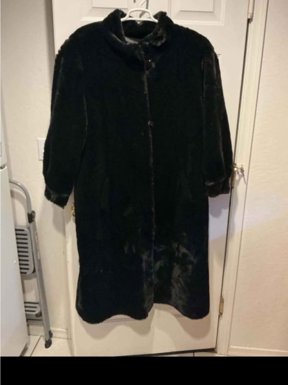 Marvin Richards Black Faux Fur Long Trench Coat